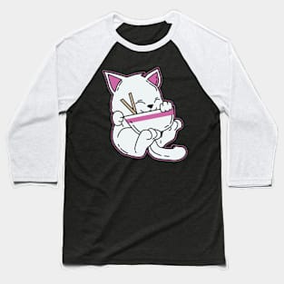 Japanese Anime Ramen Cat Baseball T-Shirt